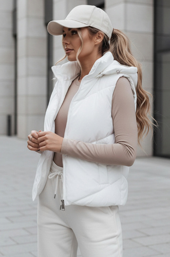 Kamizelka damska pikowana LIKEHUGS biała Dstreet TY4975