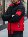 Kurtka męska zimowa z kapturem czerwono-czarna Dstreet TX5099