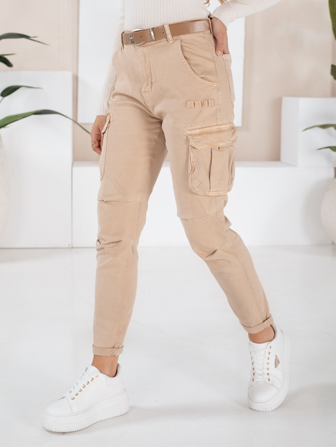Spodnie damskie cargo CARGOIF jasnobeżowe Dstreet UY2712