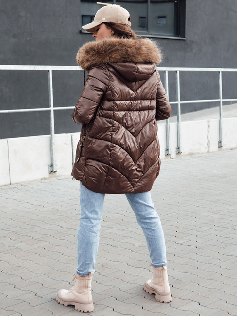 Kurtka zimowa damska z kapturem WINTERCHIC brązowa Dstreet TY4458