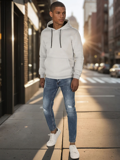 Bluza męska basic z kapturem jasnoszara Dstreet BX5862