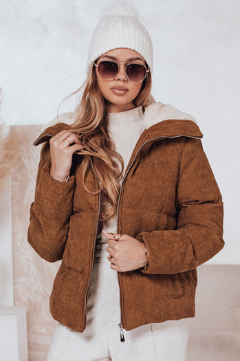 Kurtka damska zimowa sztruksowa TRENDYGLAM brązowa Dstreet TY4360