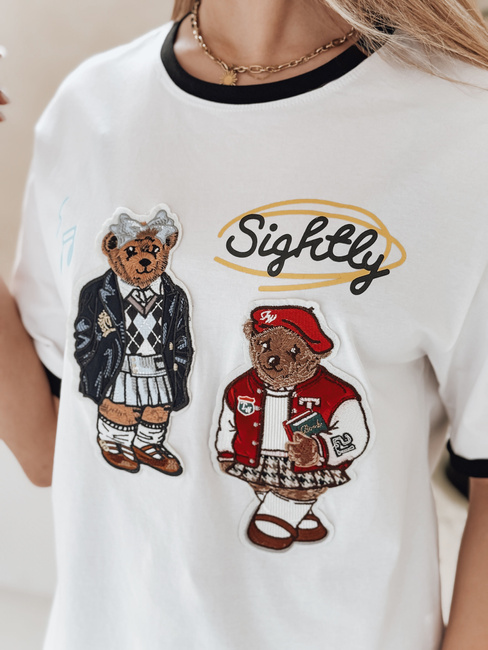 T-shirt damski oversize z haftem CLASSY TEDDY biały Dstreet RY2844