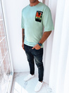 T-shirt męski z nadrukiem miętowy Dstreet RX5305