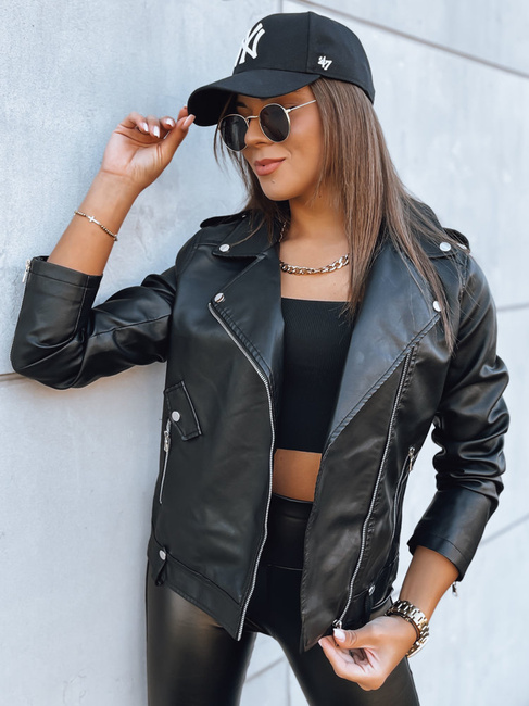 Kurtka skórzana damska ramoneska MODE MOSAIC czarna Dstreet TY3893