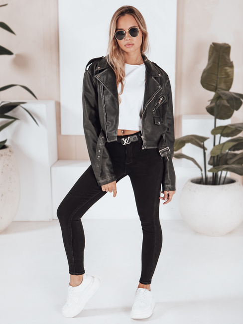 Spodnie jeansowe damskie BLACKIN typu skinny czarne Dstreet UY2221