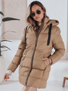 Kurtka damska zimowa z kapturem GABRIELLE ciemnobeżowa Dstreet TY4363