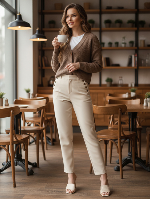 Sweter damski CHICLINE beżowy Dstreet MY2419