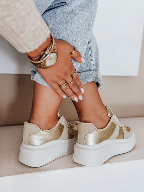 Sneakersy damskie na platformie MODNIKKI złote Dstreet ZY1004