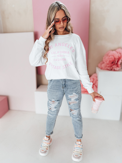 Spodnie damskie jeansowe mom fit z dziurami MOMVIBE niebieskie Dstreet UY2459