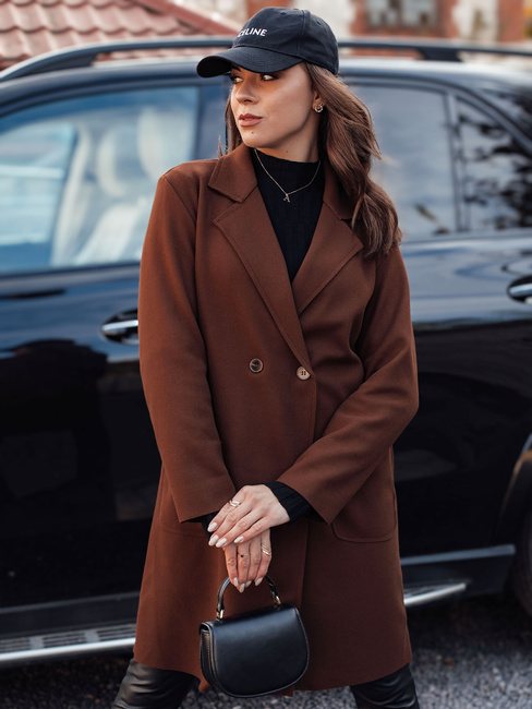 Płaszcz damski oversize LINNORE długi brązowy Dstreet NY0705