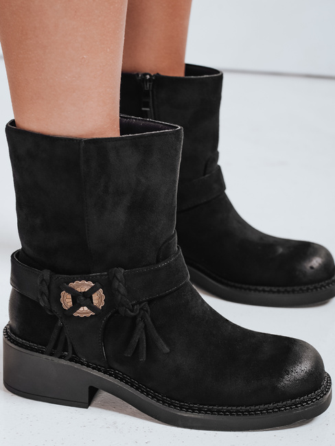 Botki damskie zamszowe czarne Dstreet ZY1097