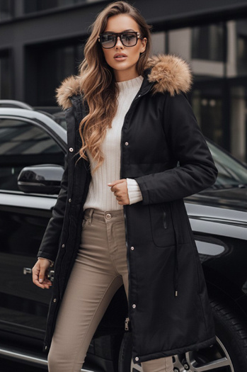 Kurtka zimowa damska parka z futerkiem czarna Dstreet TY5115