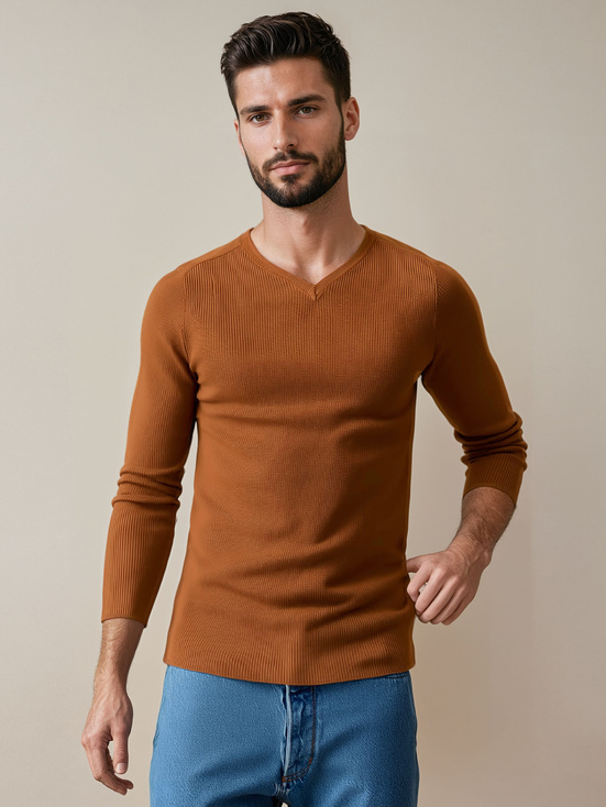 Sweter męski kamelowy Dstreet WX2290