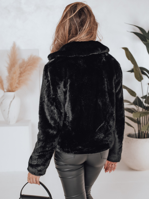 Płaszcz damski futerkowy GLAMFLUFFY krótki czarny Dstreet TY4985
