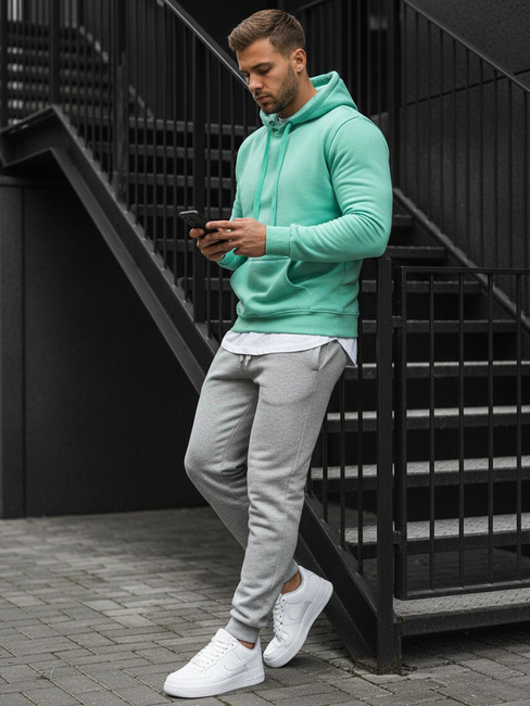 Bluza męska z kapturem miętowa Dstreet BX4946