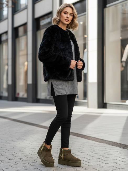 Śniegowce damskie zamszowe zielone Dstreet ZY1295