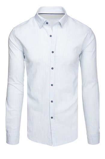Koszula męska w drobny prążek z długim rękawem biała Dstreet DX2656