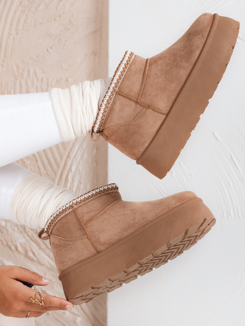 Śniegowce damskie na platformie beżowe Dstreet ZY1054