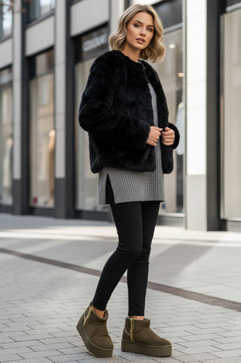 Śniegowce damskie zamszowe zielone Dstreet ZY1295