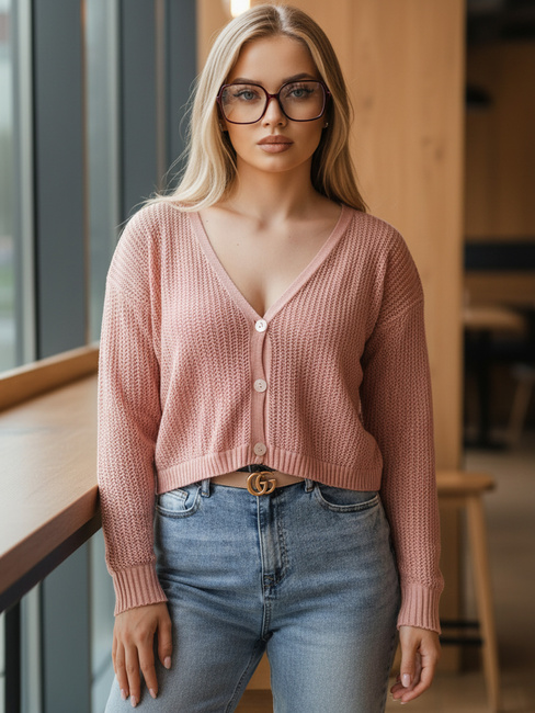 Sweter damski ażurowy GOFFY brzoskwiniowy Dstreet MY2279