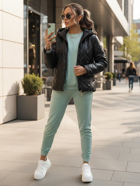 Kurtka damska pikowana z kapturem czarna Dstreet TY5551