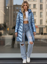 Kurtka damska zimowa długa pikowana niebieska Dstreet TY5515
