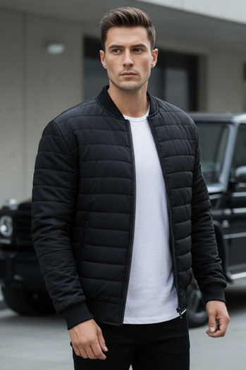 Kurtka męska pikowana bomber jacket czarna TX2213