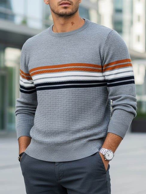 Sweter męski w paski szary Dstreet WX2324