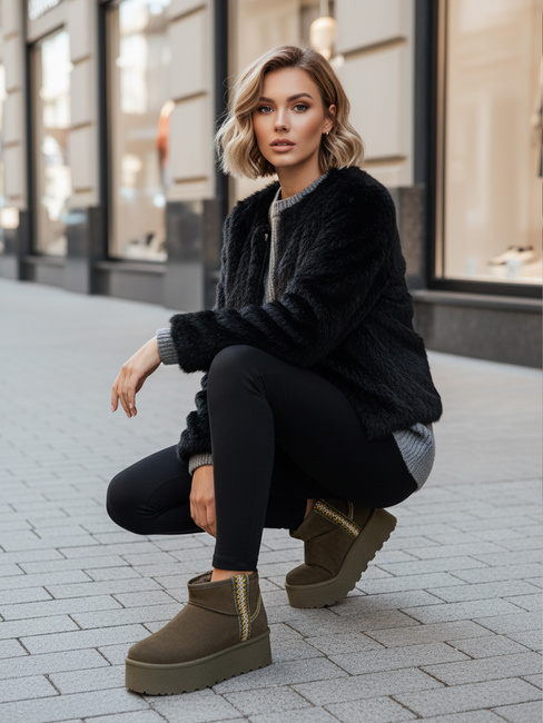 Śniegowce damskie zamszowe zielone Dstreet ZY1295