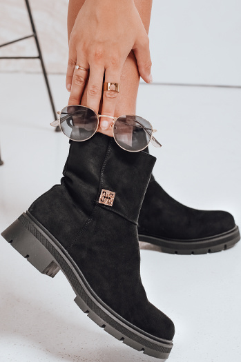 Botki damskie zamszowe czarne Dstreet ZY1115
