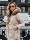Kurtka damska zimowa z futerkiem beżowa Dstreet TY5512