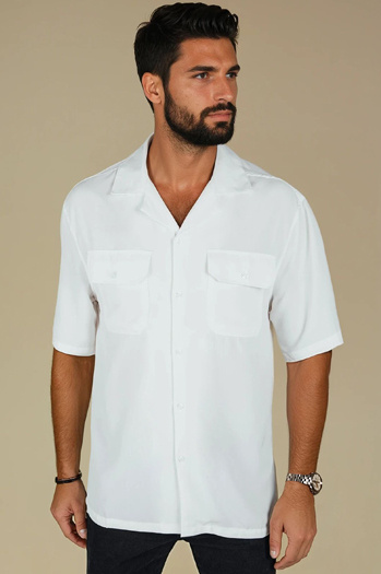 Koszula męska z krótkim rękawem biała Dstreet KX1086