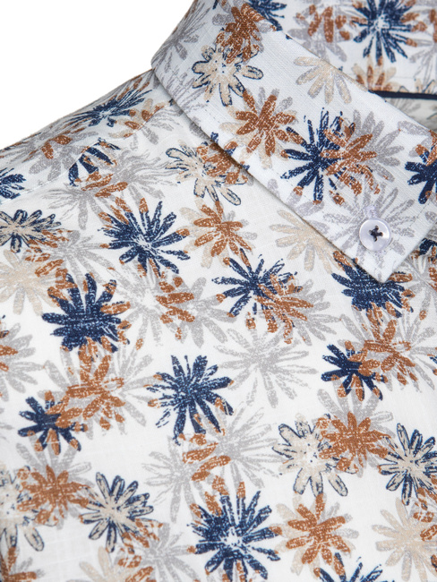 Koszula męska w kwiaty biała Dstreet DX2645