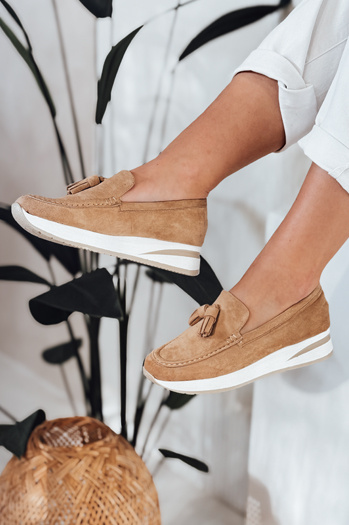 Mokasyny damskie na lekkim koturnie MOCCKO khaki Dstreet ZY0715