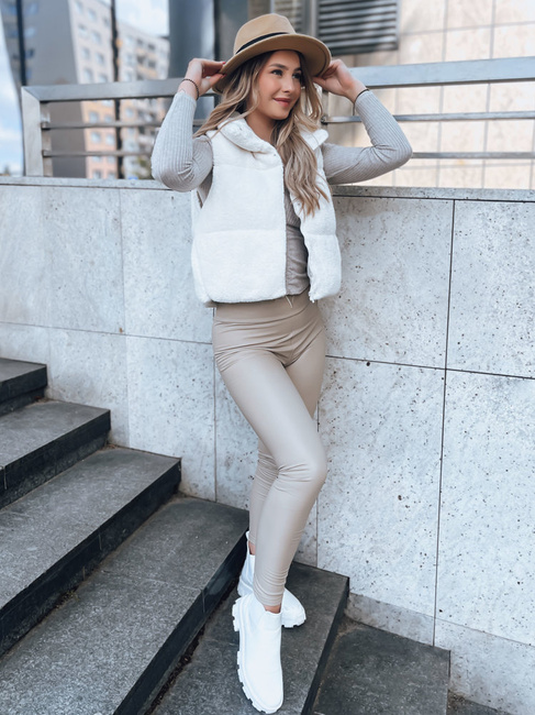 Kamizelka damska z kożuszkiem BEEWARM kremowa Dstreet TY3801