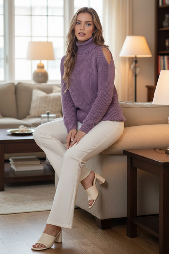 Sweter damski GOLFIVA lila Dstreet MY2409