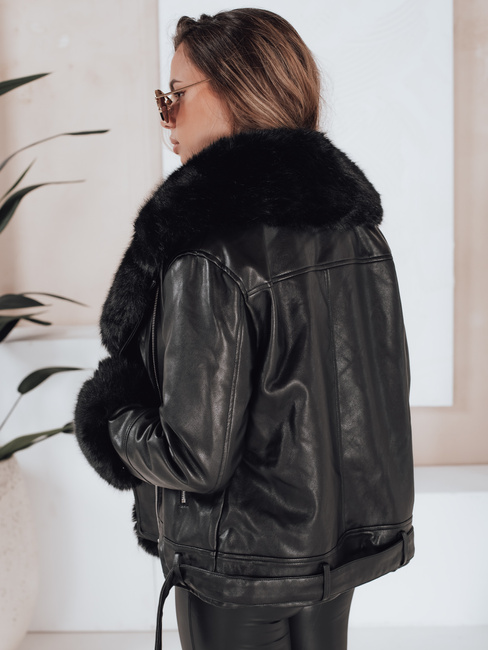 Kurtka zimowa damska ramoneska z futerkiem czarna Dstreet TY5121 