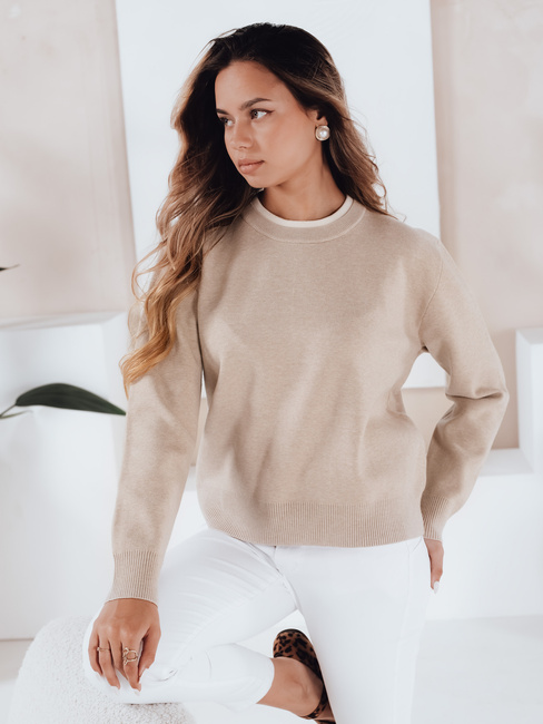 Damski sweter basic DARMILA beżowy Dstreet MY2507