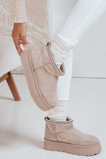 Śniegowce damskie na platformie jasnobeżowe Dstreet ZY1055