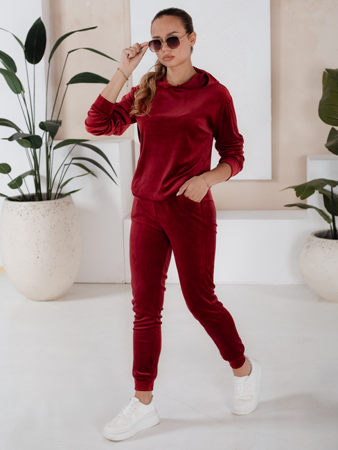 Bordowy damski komplet welurowy SO COMFY Dstreet AY0887