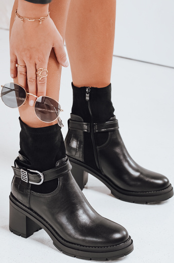 Botki damskie NOIRSTEP na obcasie czarne Dstreet ZY0523