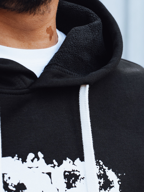 Bluza męska ocieplana z nadrukiem czarna Dstreet BX5927