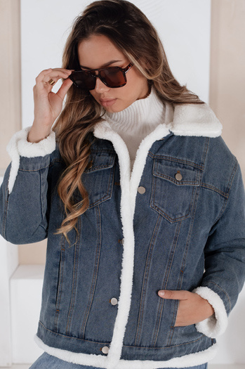 Kurtka zimowa damska jeansowa z kożuchem niebieska Dstreet TY5172
