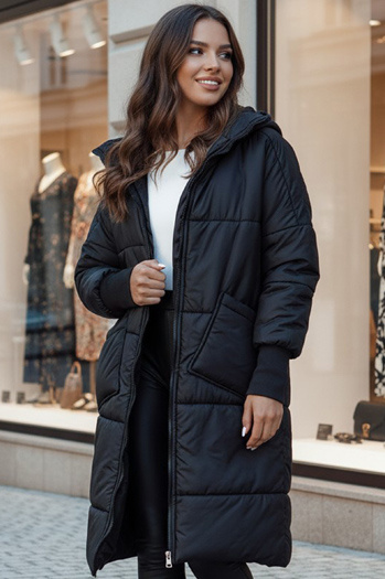 Płaszcz damski oversize NADIA pikowany czarny Dstreet TY4542z