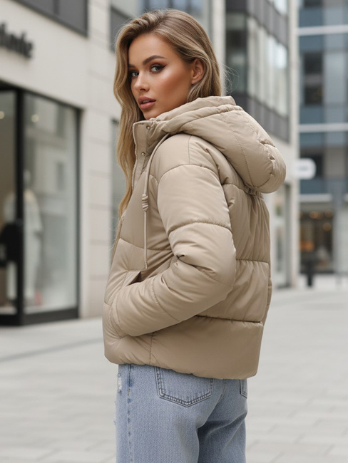 Kurtka damska zimowa krótka pikowana beżowa Dstreet TY5374