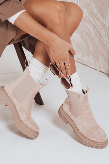 Botki damskie zamszowe beżowe MADDEN Dstreet ZY0415