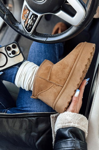 Śniegowce damskie na platformie kamelowe BRINETTO Dstreet ZY0549