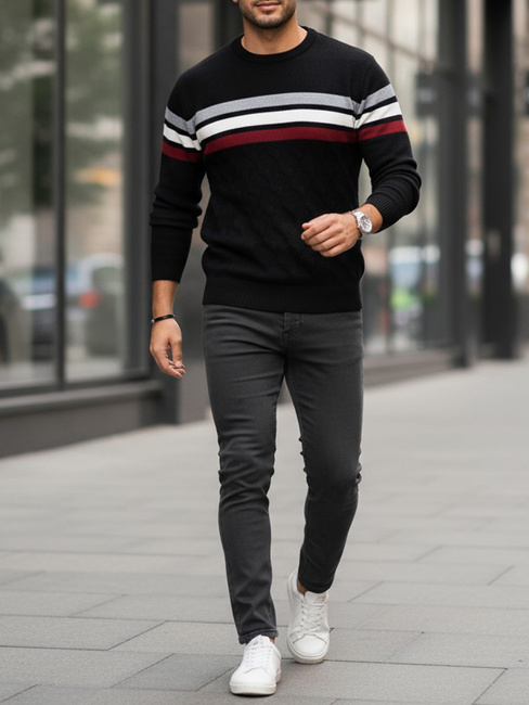 Sweter męski w paski czarny  Dstreet WX2333