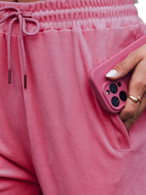 Spodnie damskie dresowe welurowe różowe Dstreet UY3839